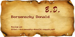 Borsenszky Donald névjegykártya